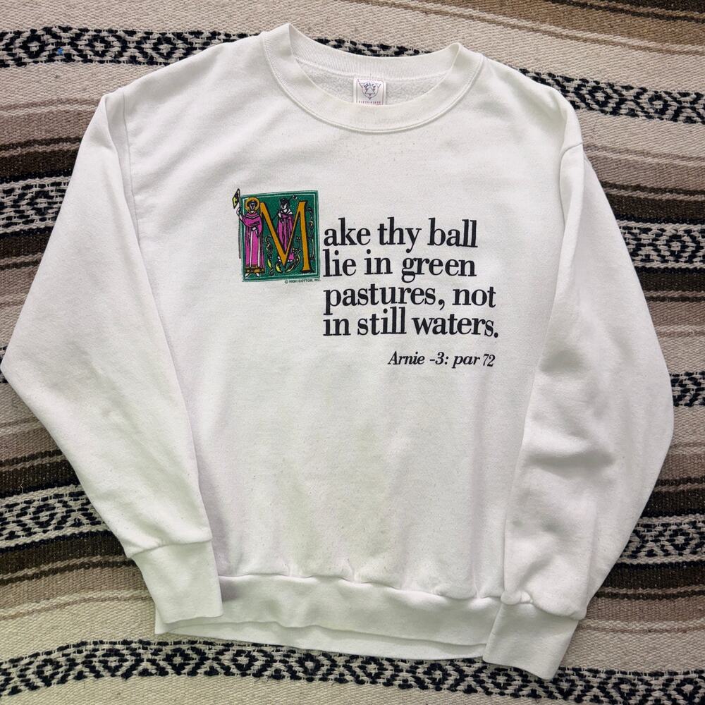 Vintage 90's Arnold Palmer Funny Golf White Crewneck Pullover Sweatshirt Sz M